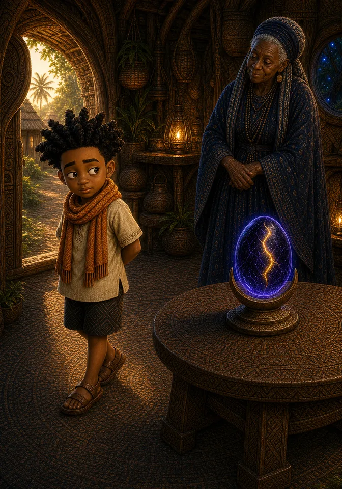 Kweku turns away from the wish stone and chooses wisdom.