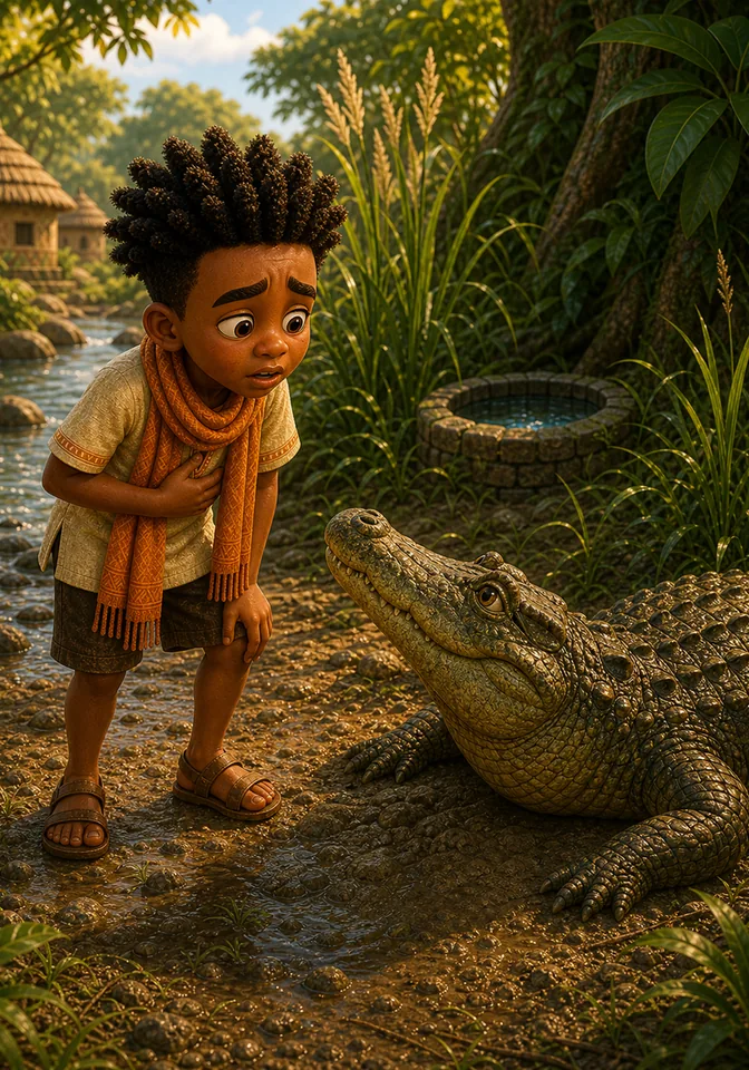 Illustration for Kweku Anansi and Allo's Secret Well, page 5