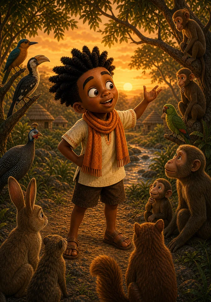 Illustration for Kweku Anansi and Allo's Secret Well, page 8