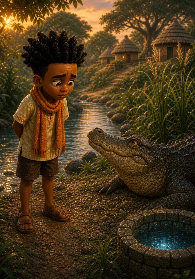 Illustration for Kweku Anansi and Allo's Secret Well, page 10