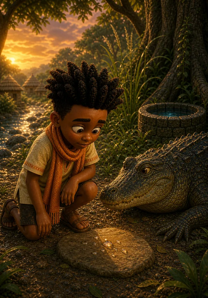 Illustration for Kweku Anansi and Allo's Secret Well, page 11
