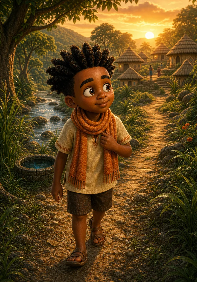 Illustration for Kweku Anansi and Allo's Secret Well, page 12