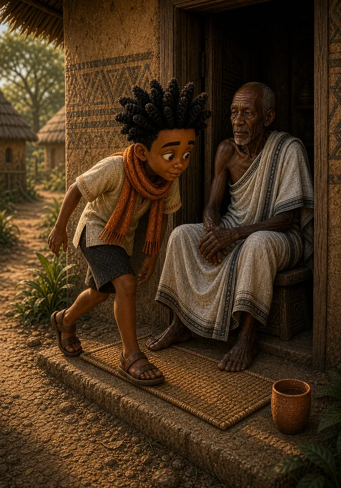 Kweku misreads the elder's silence and slips into the house.