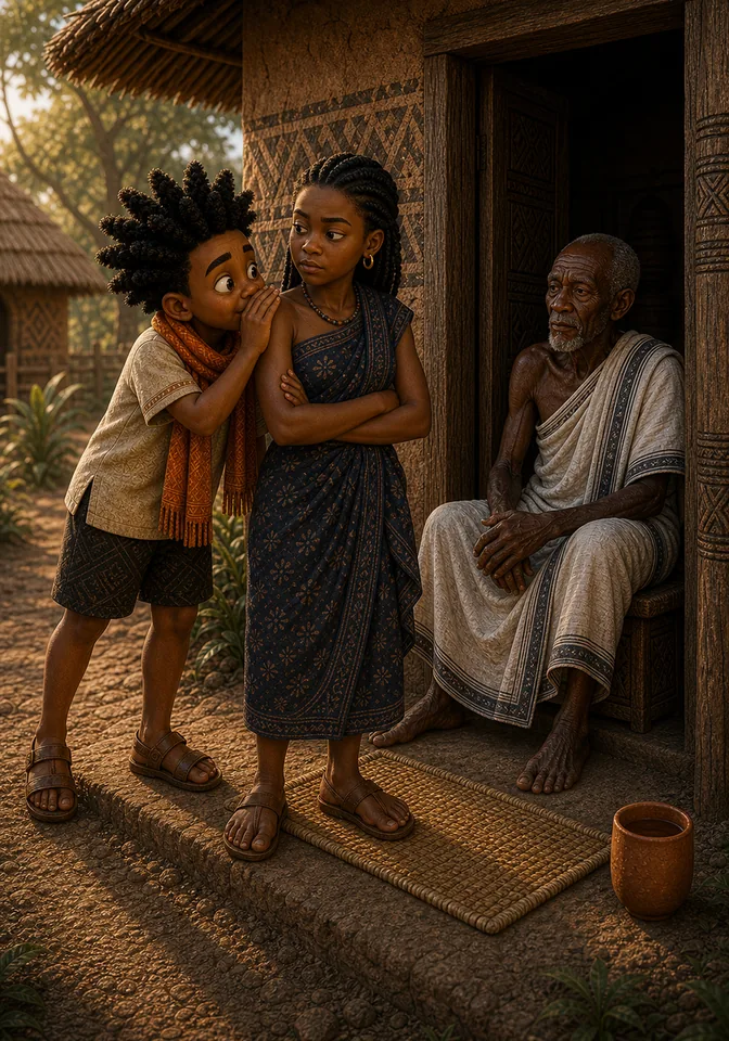 Kweku brings Ama to the threshold and whispers an unfair plan.