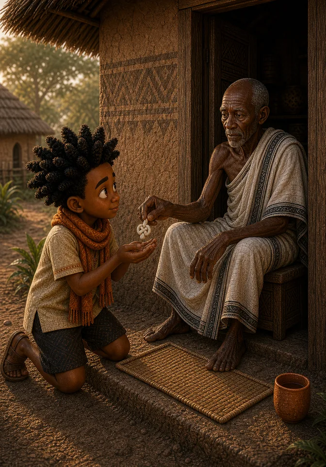 Brother Death gives Kweku a small white cotton knot.