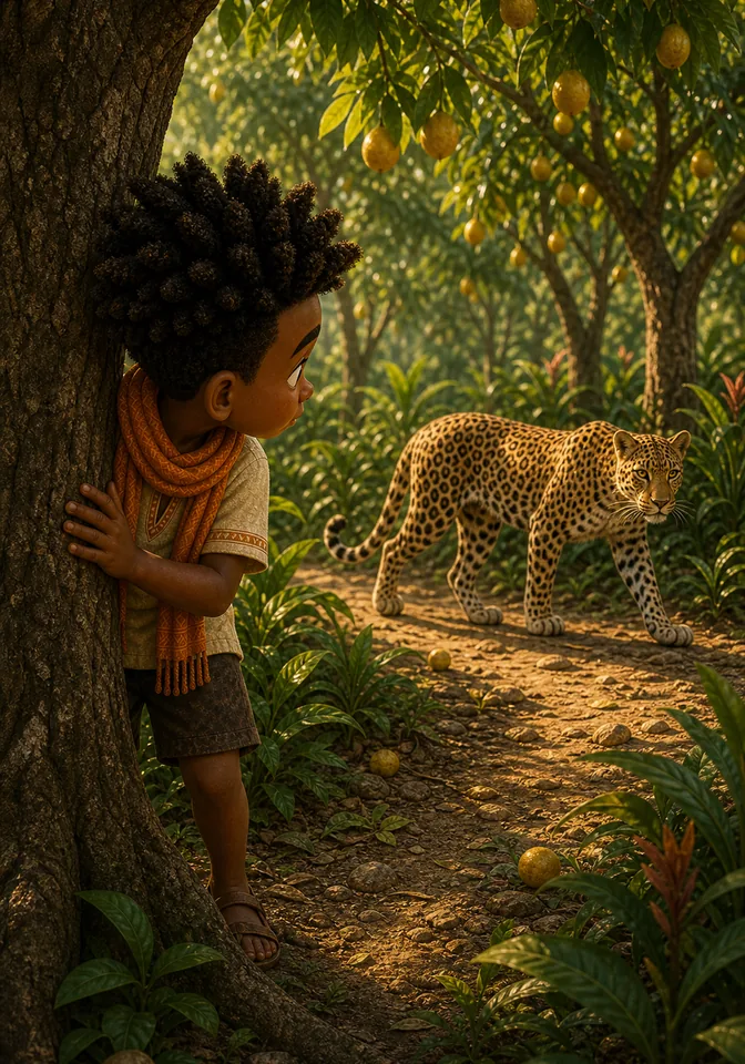 Illustration for Kweku Anansi and Nia the Leopard, page 2