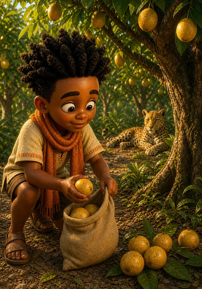 Illustration for Kweku Anansi and Nia the Leopard, page 6
