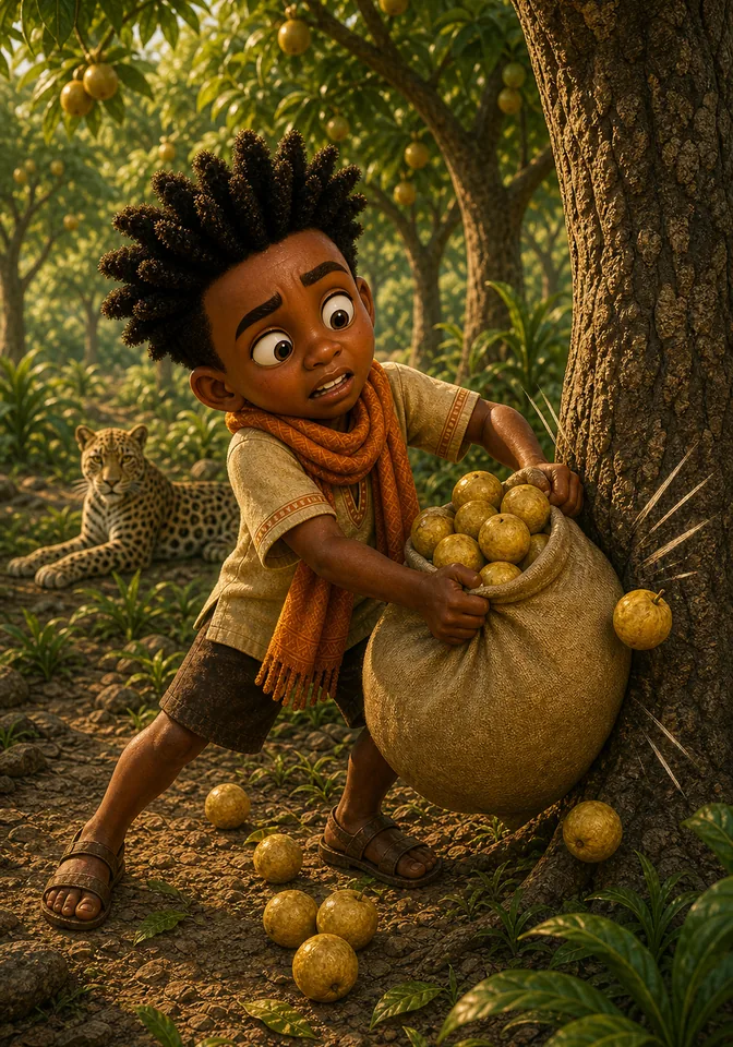 Illustration for Kweku Anansi and Nia the Leopard, page 7