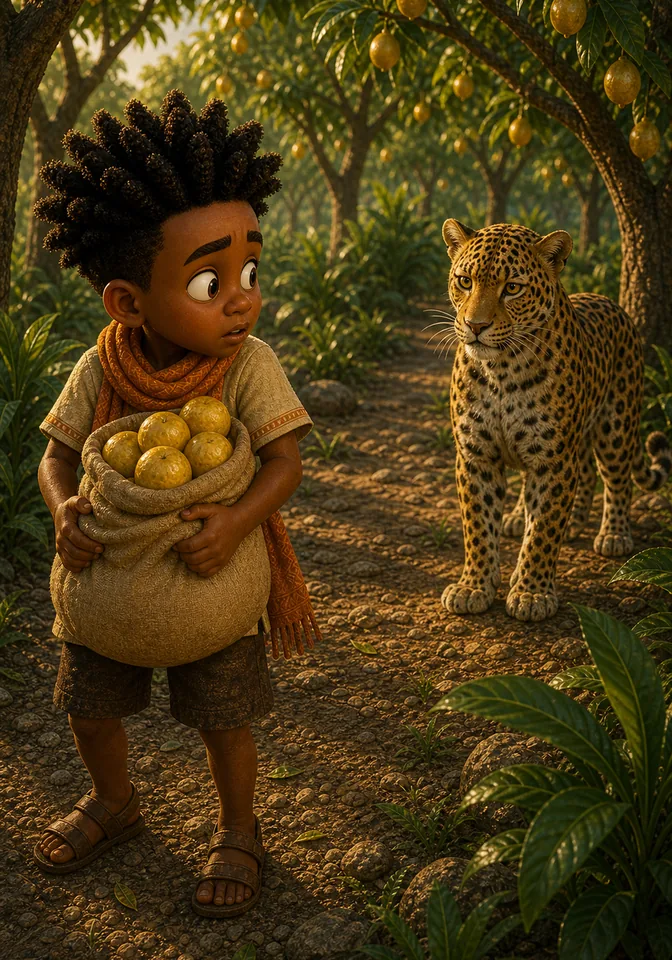 Illustration for Kweku Anansi and Nia the Leopard, page 8