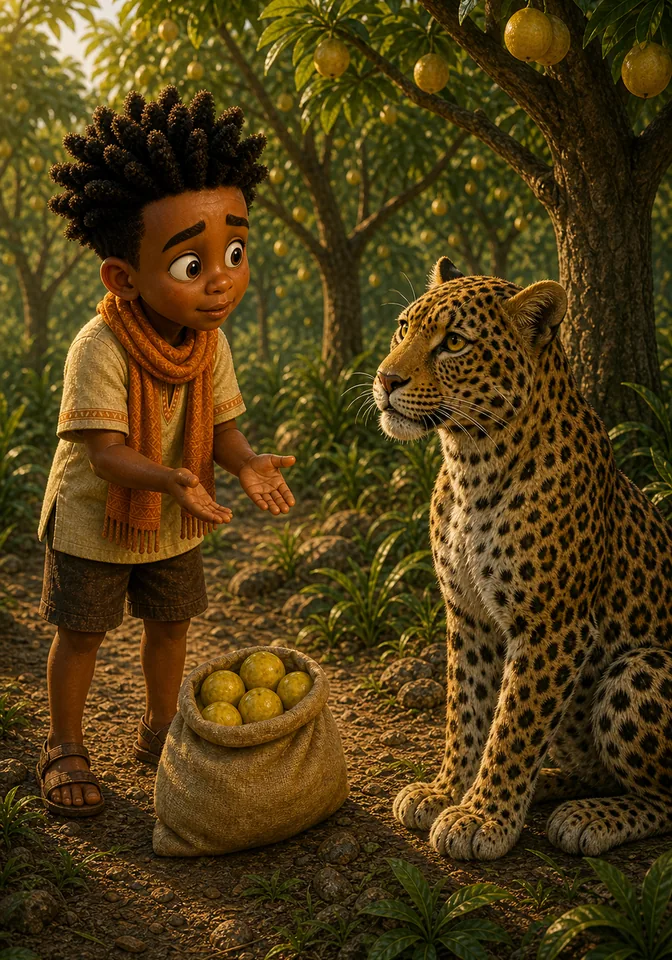 Illustration for Kweku Anansi and Nia the Leopard, page 9