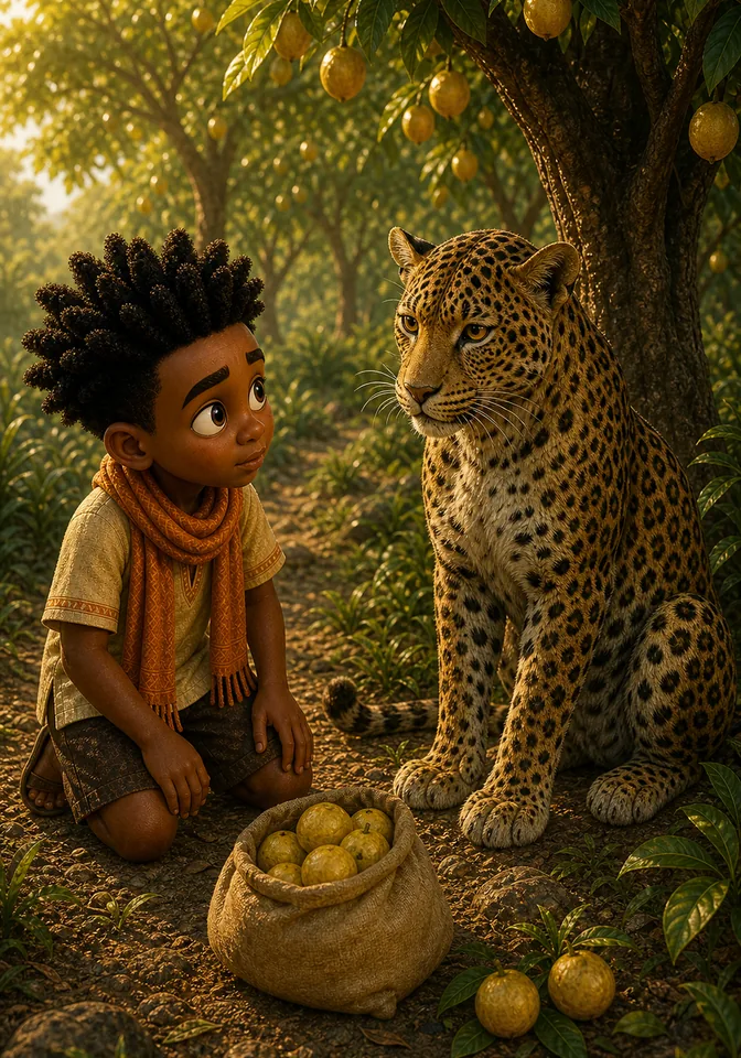 Illustration for Kweku Anansi and Nia the Leopard, page 10