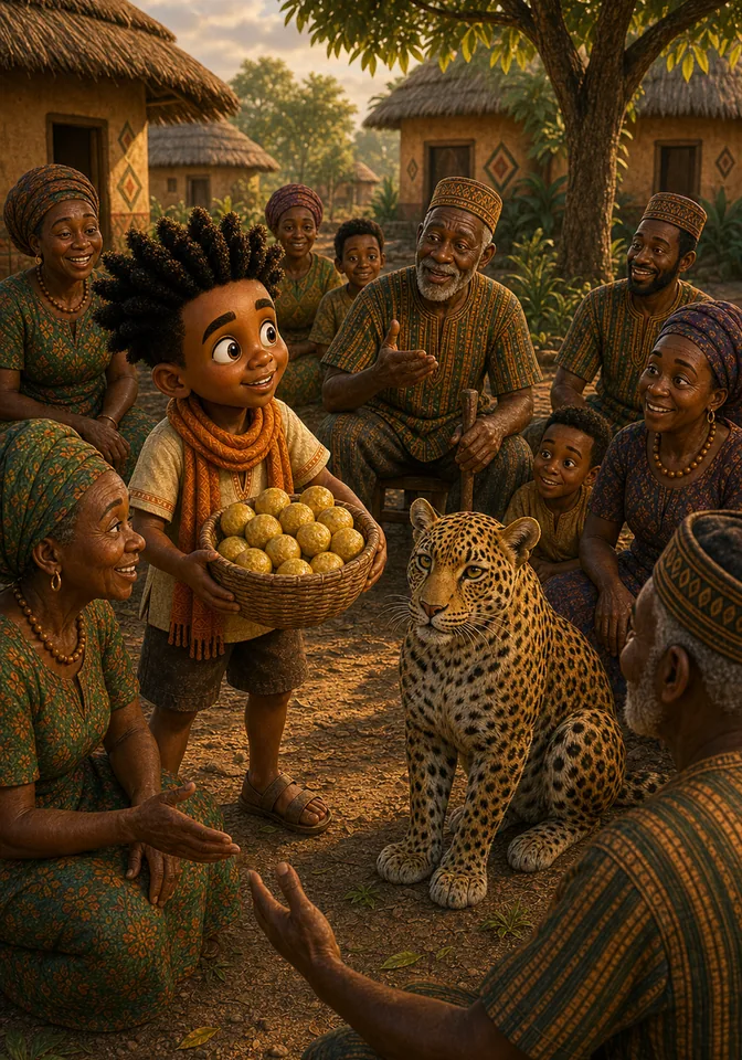 Illustration for Kweku Anansi and Nia the Leopard, page 11