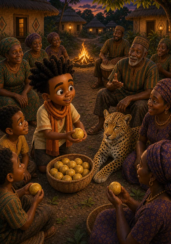 Illustration for Kweku Anansi and Nia the Leopard, page 12