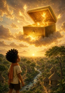 Illustration for Kweku Anansi and Nyame's Stories, page 1