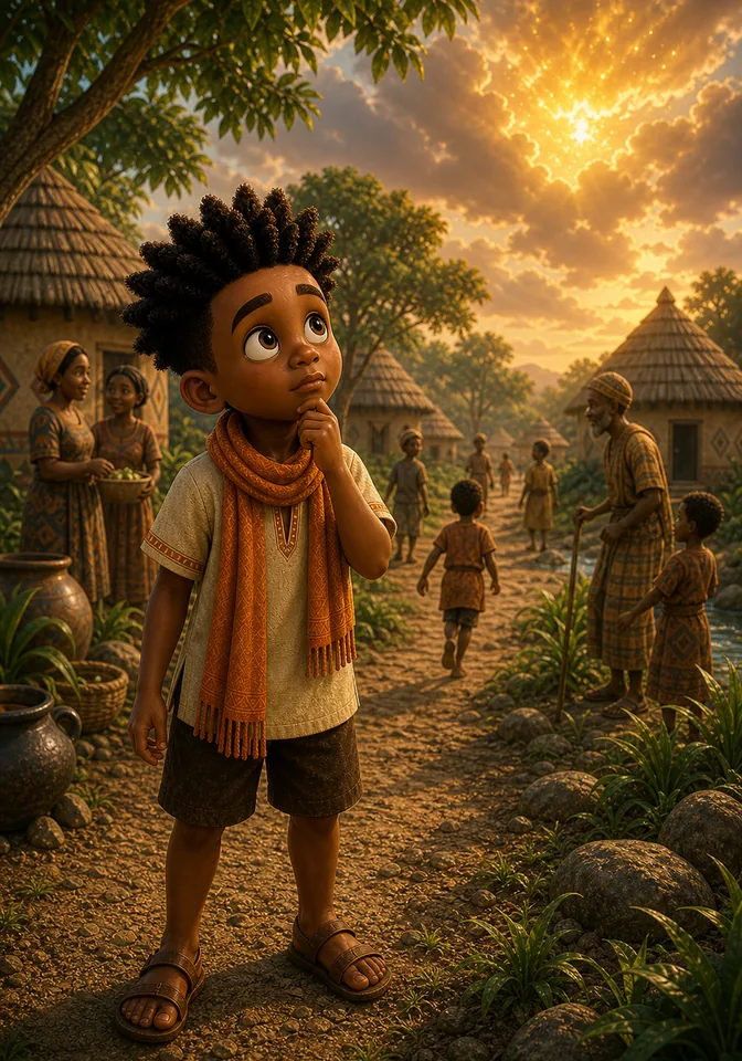 Illustration for Kweku Anansi and Nyame's Stories, page 2