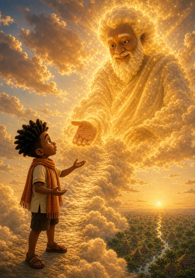 Illustration for Kweku Anansi and Nyame's Stories, page 3