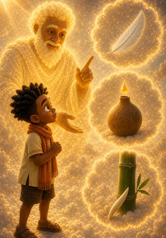 Illustration for Kweku Anansi and Nyame's Stories, page 4