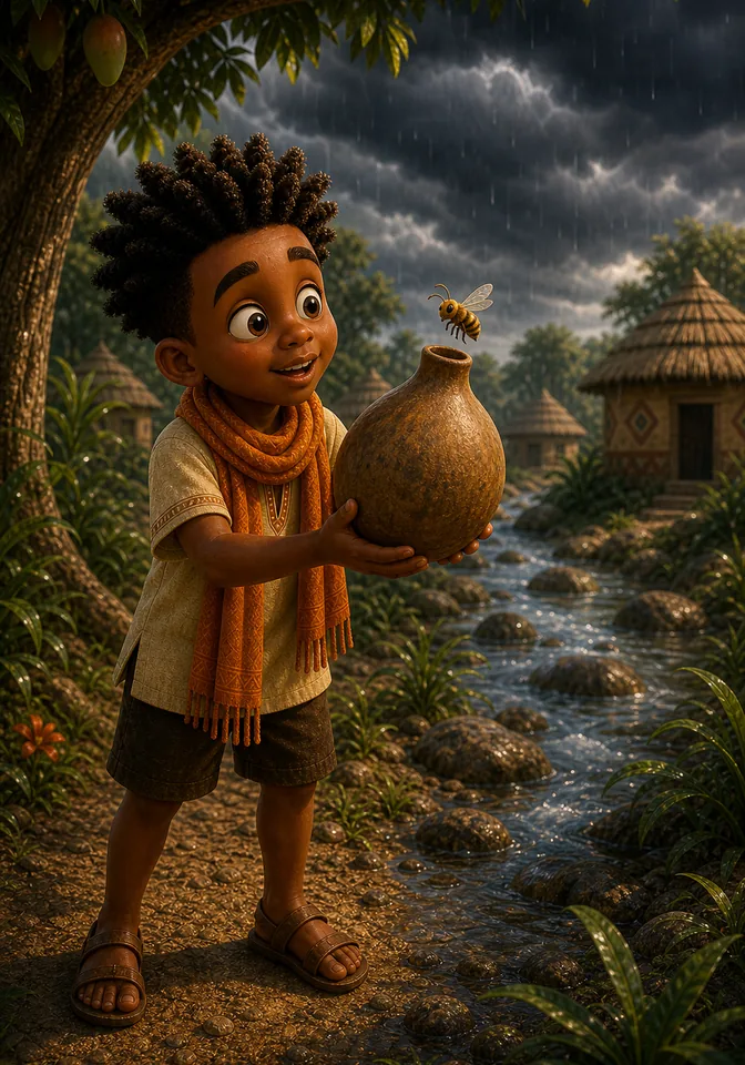 Illustration for Kweku Anansi and Nyame's Stories, page 7