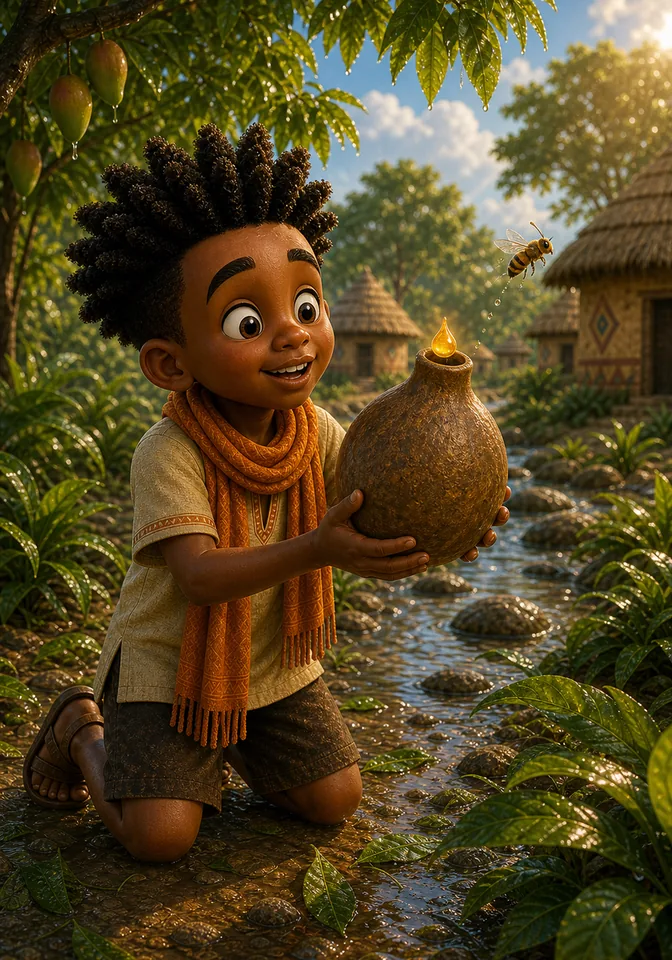 Illustration for Kweku Anansi and Nyame's Stories, page 8