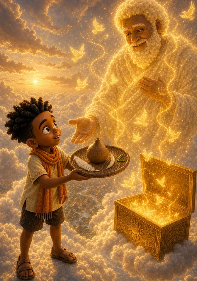 Illustration for Kweku Anansi and Nyame's Stories, page 11