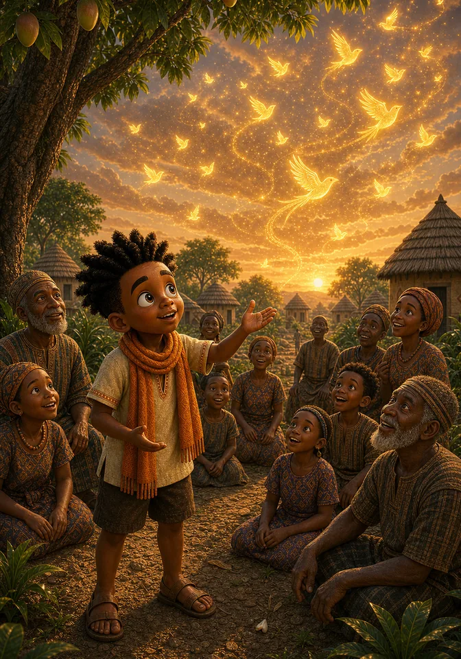 Illustration for Kweku Anansi and Nyame's Stories, page 12
