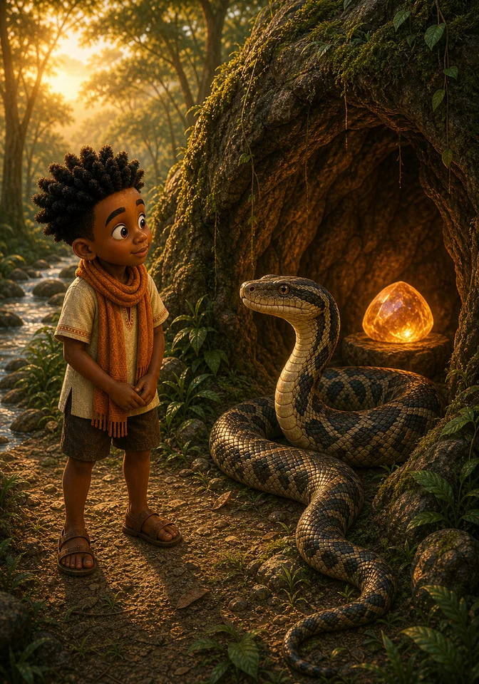 Illustration for Kweku Anansi and Ssese the Snake, page 3