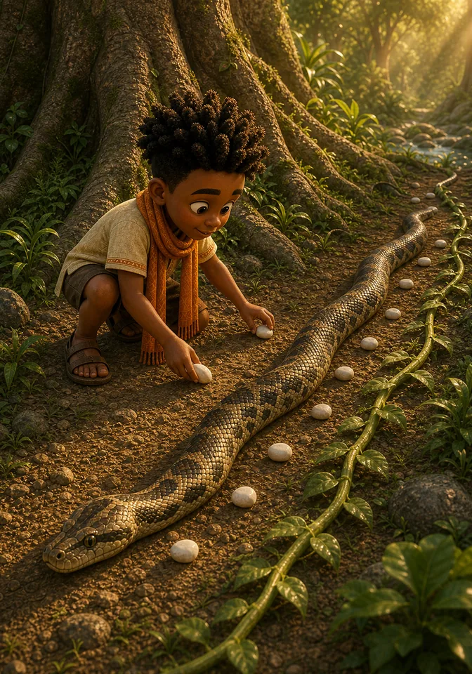 Illustration for Kweku Anansi and Ssese the Snake, page 6