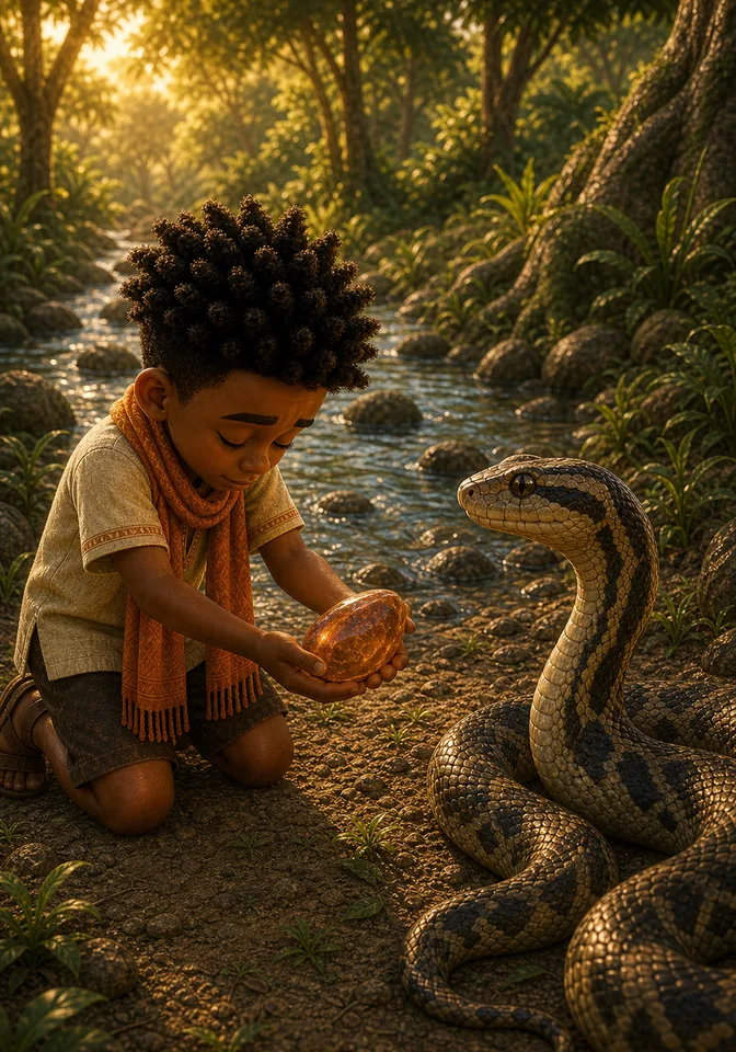 Illustration for Kweku Anansi and Ssese the Snake, page 10