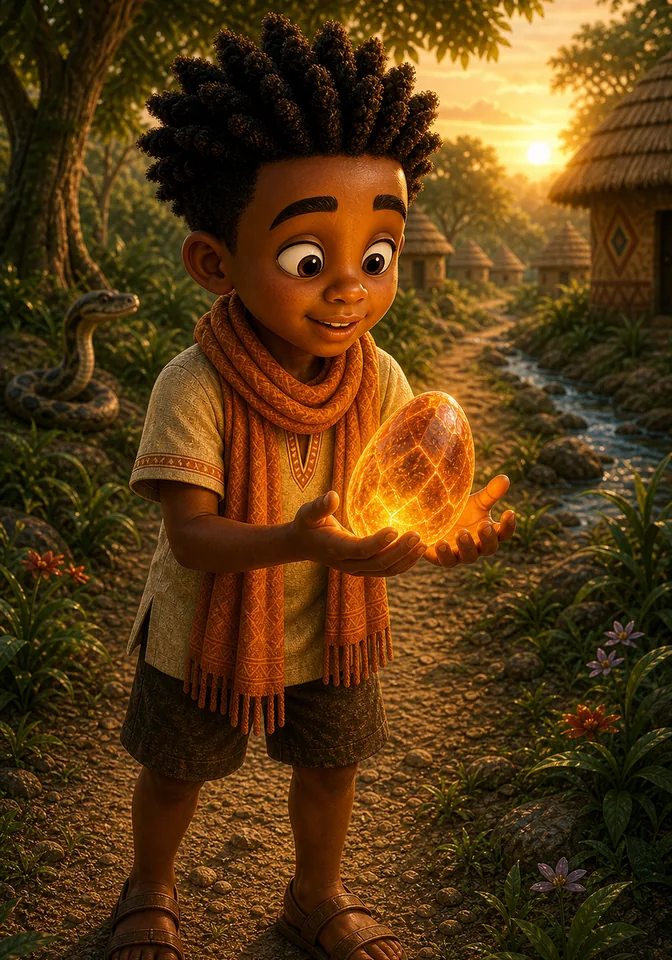 Illustration for Kweku Anansi and Ssese the Snake, page 12