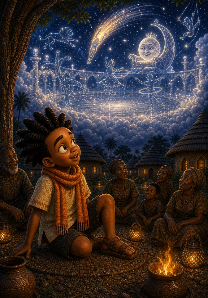 Kweku imagines constellations performing for the Moon.