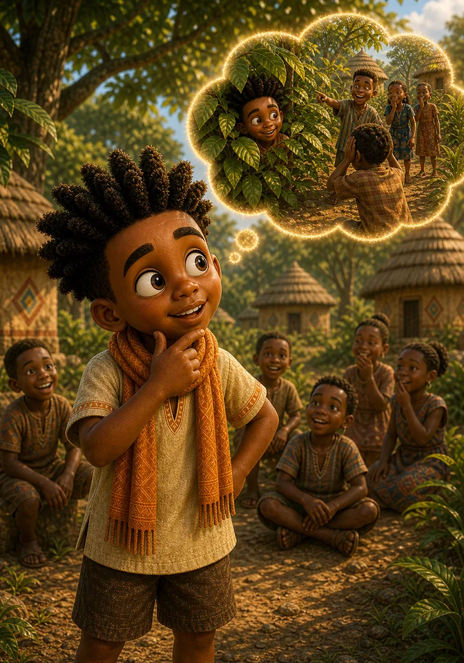Illustration for Kweku Anansi and the Chameleon, page 3