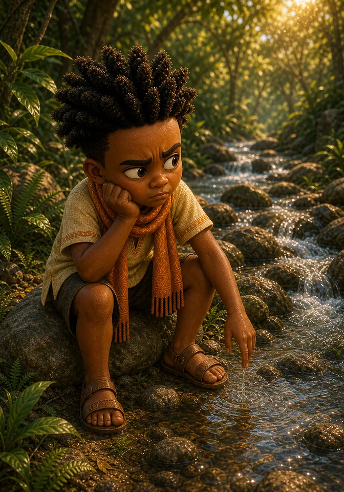 Illustration for Kweku Anansi and the Chameleon, page 6