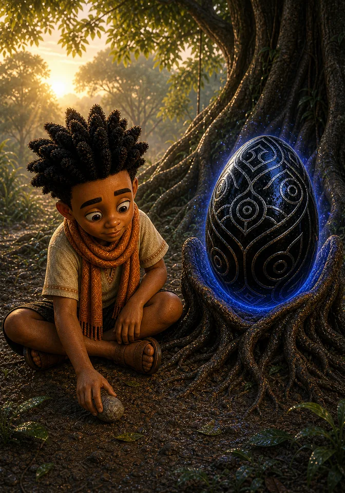 Kweku lowers the stone and chooses patience.