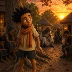 Kweku notices the quiet village without stories.