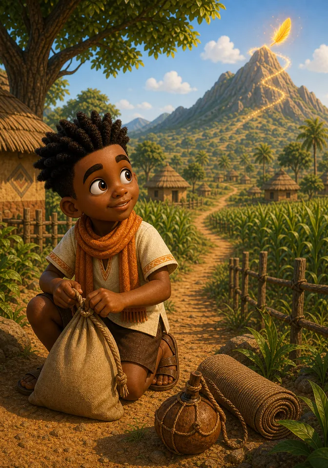 Illustration for Kweku Anansi and the Golden Feather, page 2
