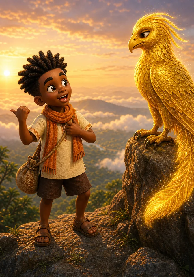 Illustration for Kweku Anansi and the Golden Feather, page 5