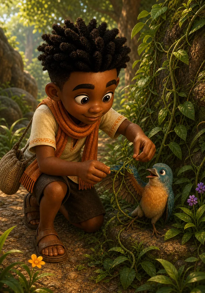 Illustration for Kweku Anansi and the Golden Feather, page 8