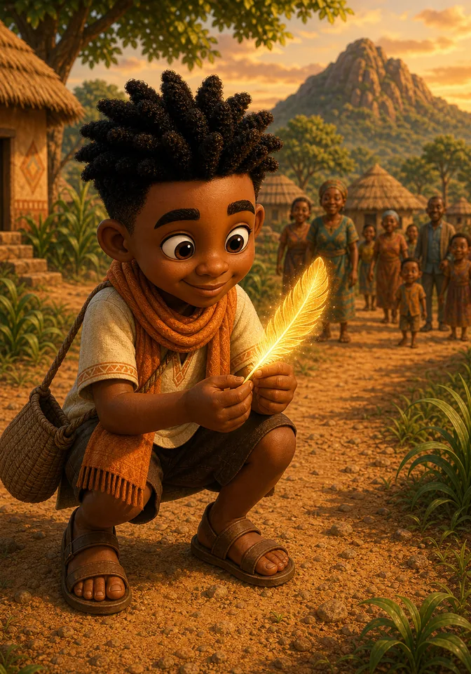 Illustration for Kweku Anansi and the Golden Feather, page 10