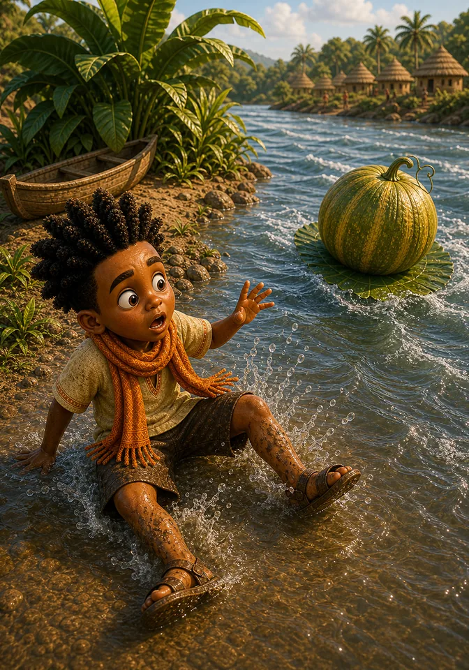 Illustration for Kweku Anansi and the Heavy Melon, page 6