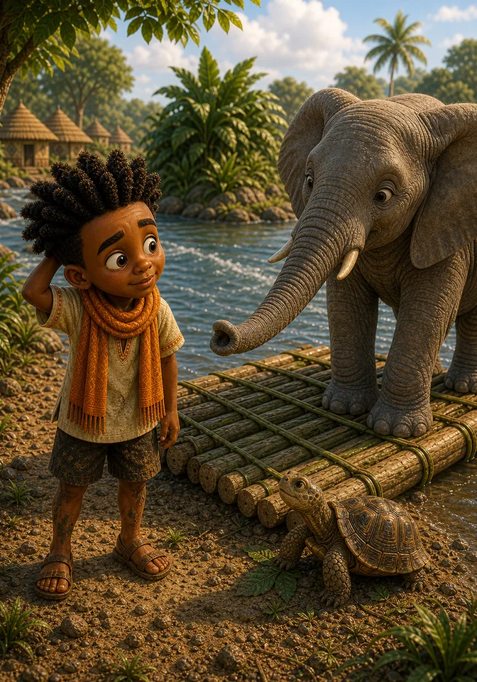 Illustration for Kweku Anansi and the Heavy Melon, page 8