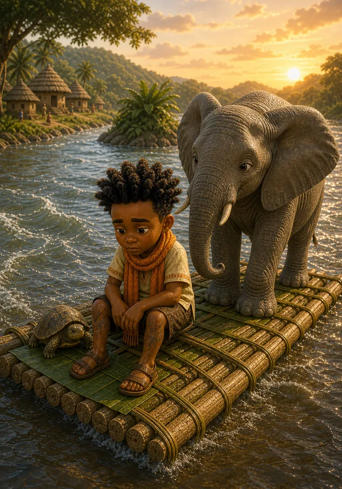 Illustration for Kweku Anansi and the Heavy Melon, page 9