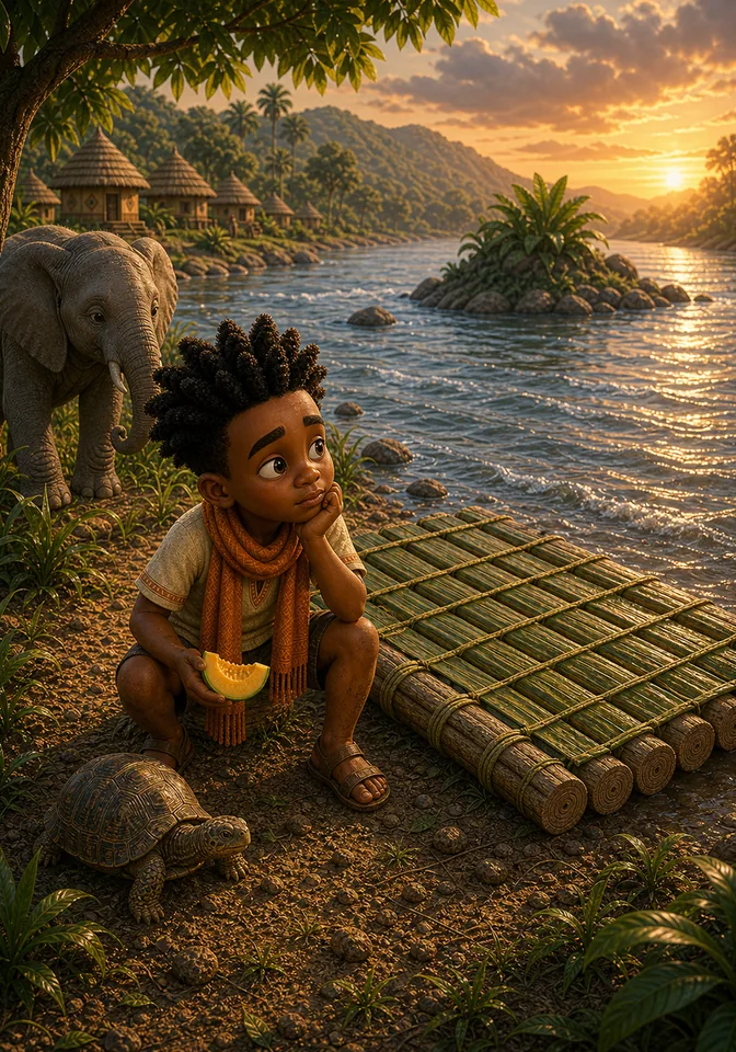 Illustration for Kweku Anansi and the Heavy Melon, page 11