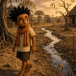 Kweku looks across the dry village landscape during a long dry season.