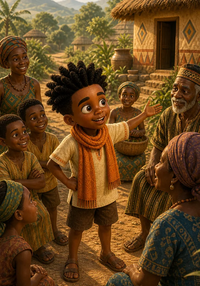 Illustration for Kweku Anansi and the Hidden Music, page 3