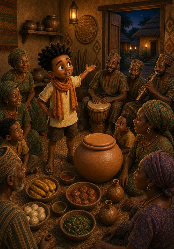 Illustration for Kweku Anansi and the Hidden Music, page 5