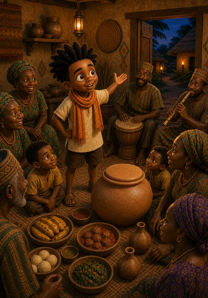 Illustration for Kweku Anansi and the Hidden Music, page 6