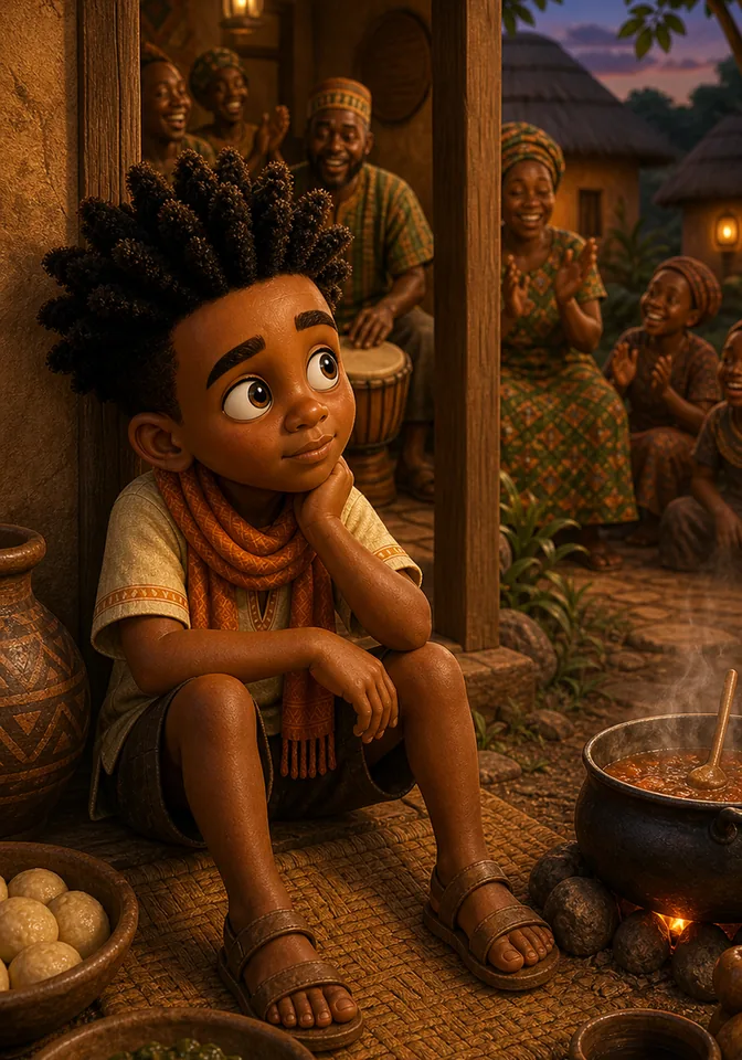 Illustration for Kweku Anansi and the Hidden Music, page 11