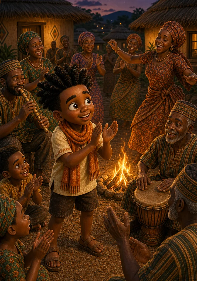 Illustration for Kweku Anansi and the Hidden Music, page 12
