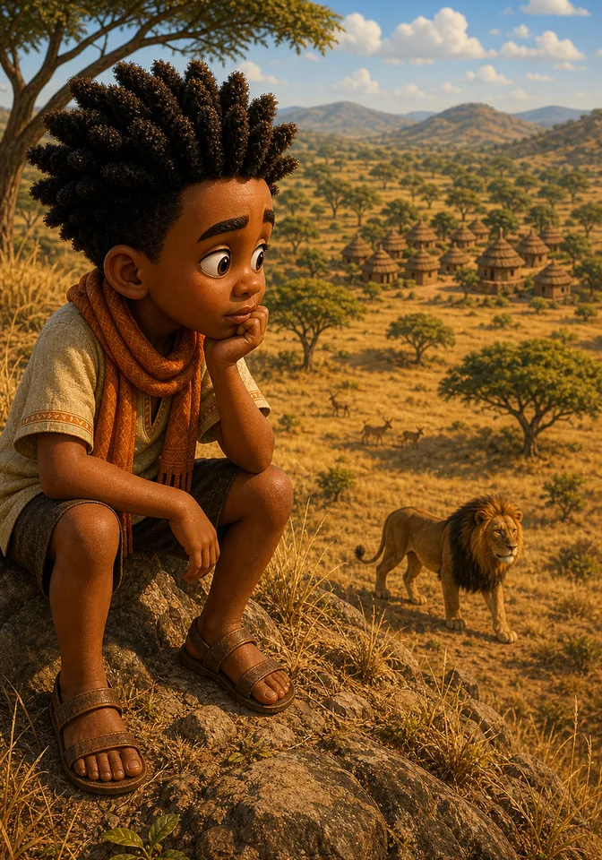Illustration for Kweku Anansi and Sefu's Hidden Spring, page 2