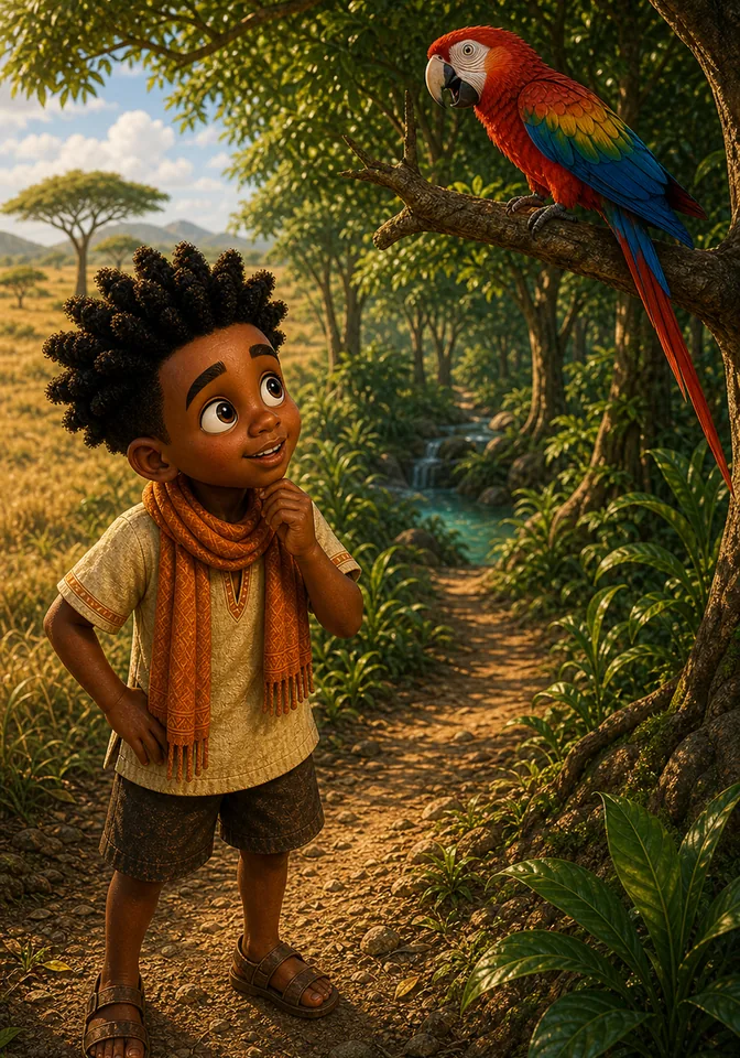 Illustration for Kweku Anansi and Sefu's Hidden Spring, page 3